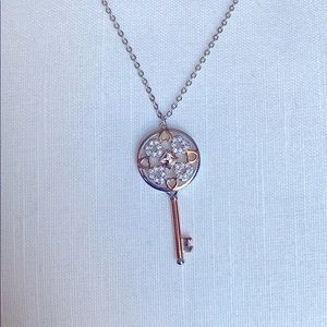 Brighton Silver + Rose Gold Key Pendant Necklace